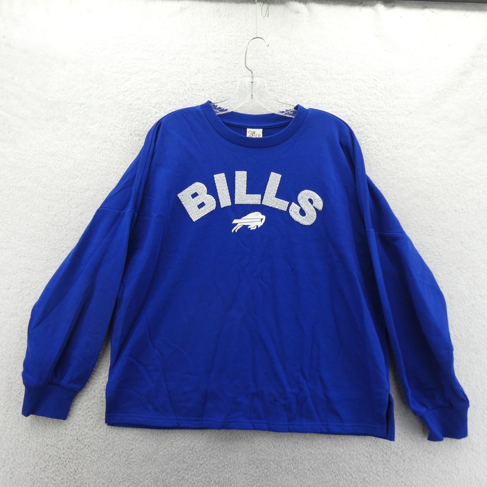 GIII 4Her Sweatshirt Women Medium Buffalo Bills Blue Sequin Logo Vintage Y2K NWT